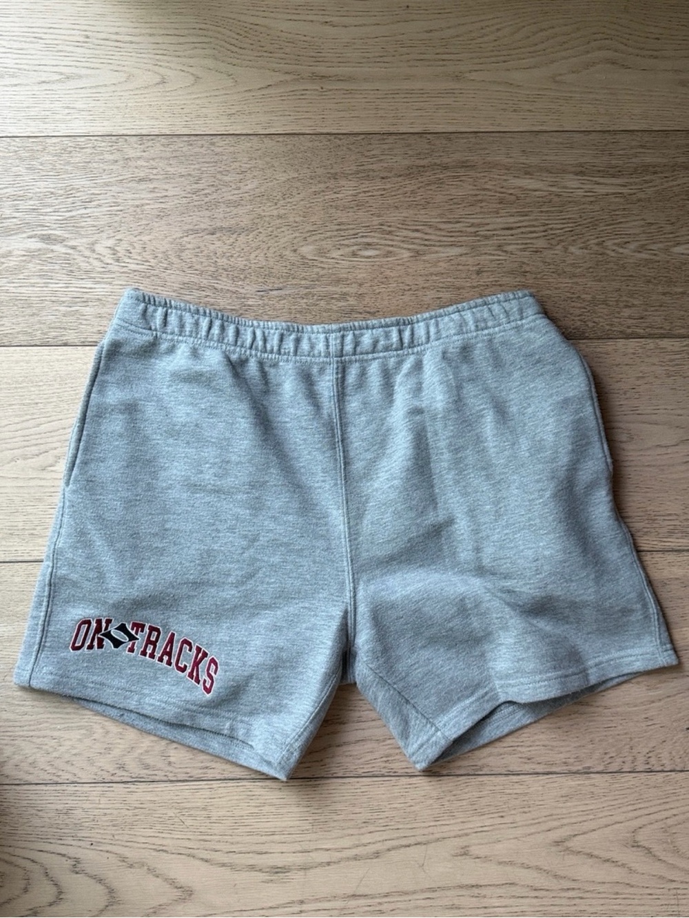 Size Large On Tracks Ontracks melange grey sweat shorts gym athletic fitness